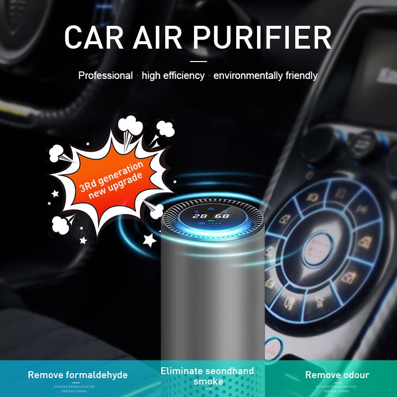 GIAHOL Air Purifier with HEPA Filter Fresh Air Anion Car Air Purifier Infrared Sensor Air Cleaner best for Car Home Office Gray