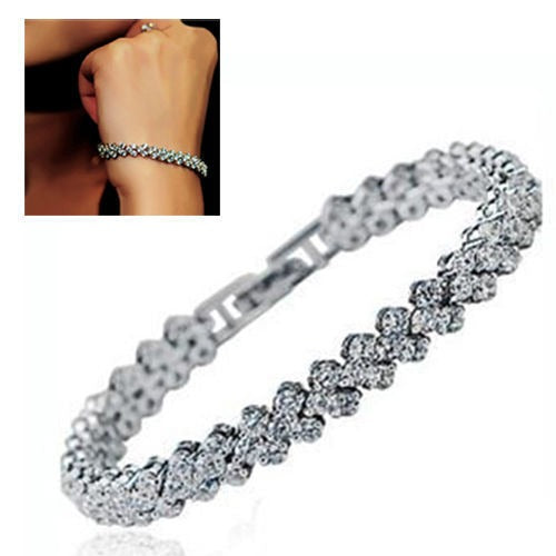 Roman Bracelet Women's Zircon Crystal New Bracelet Ring with Diamond Fashion Jewelry Full of Diamonds