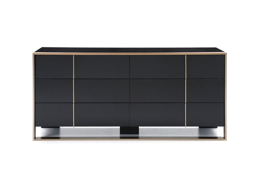 29inches Black and Brushed Bronze Dresser