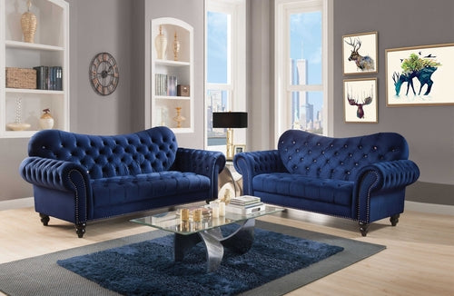 91inches X 42inches X 31inches Navy Velvet Sofa
