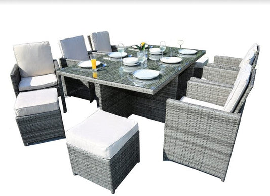 129inches X 76inches X 46inches Gray 11Piece Outdoor Dining Set with