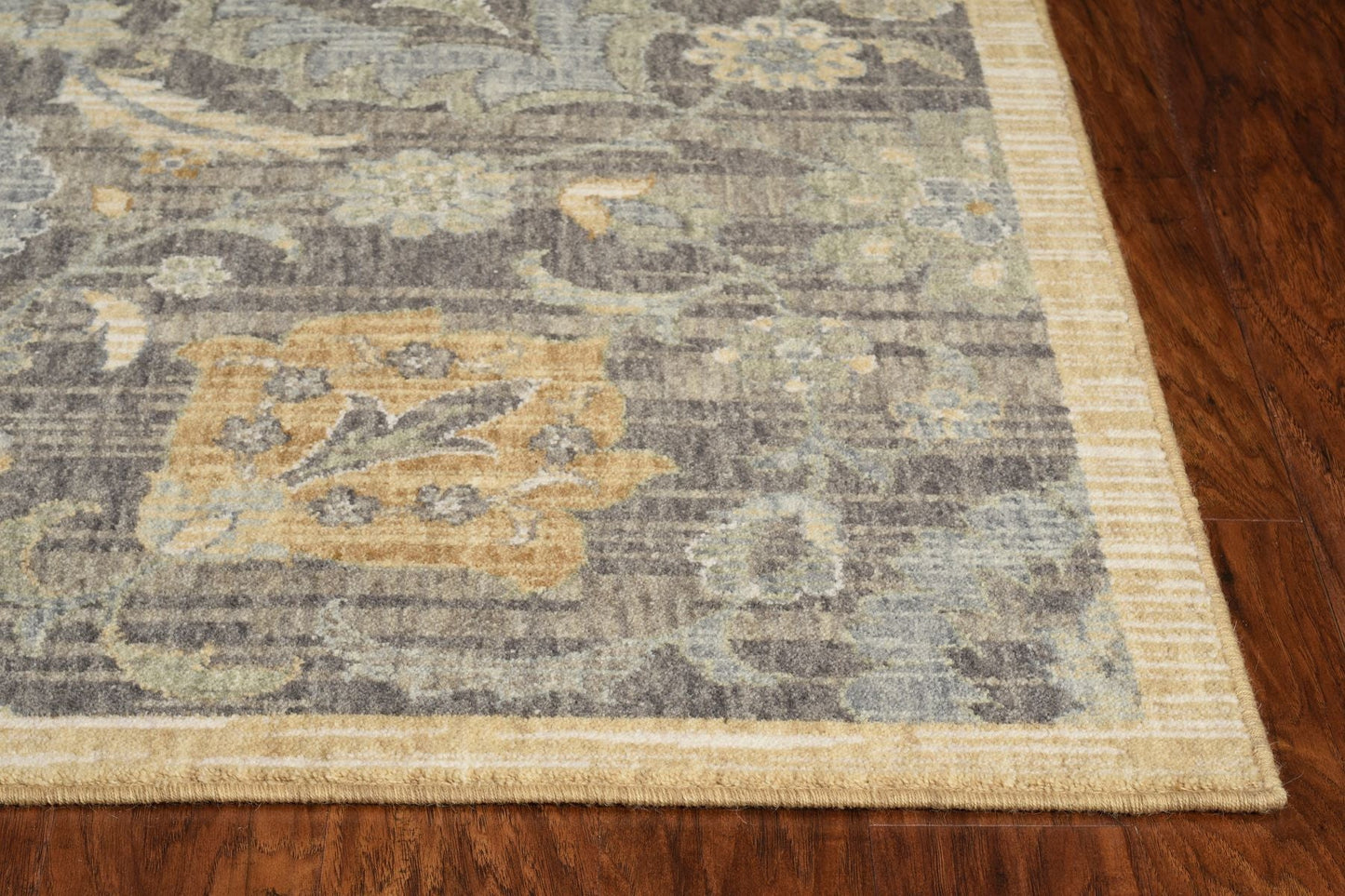 9inchesx13inches Taupe Machine Woven Vintage Floral Traditional Indoor