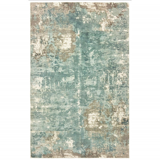 10inches x 14inches Blue and Gray Abstract Pattern Indoor Area Rug