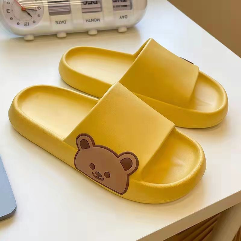 Lovers Shoes Women's Home Slippers Cute Bear Bathroom Slippers Quick-drying Soft Bottom Unisex Platform Slippers Leisure Cool