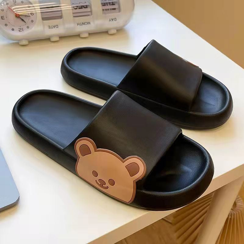 Lovers Shoes Women's Home Slippers Cute Bear Bathroom Slippers Quick-drying Soft Bottom Unisex Platform Slippers Leisure Cool